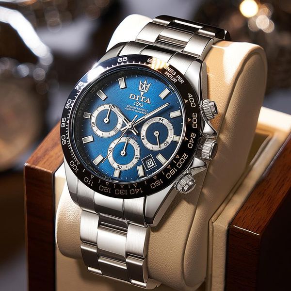 

wristwatches 2021 fashion mens watches with stainless steel sports chronograph quartz watch men relogio masculino, Slivery;brown