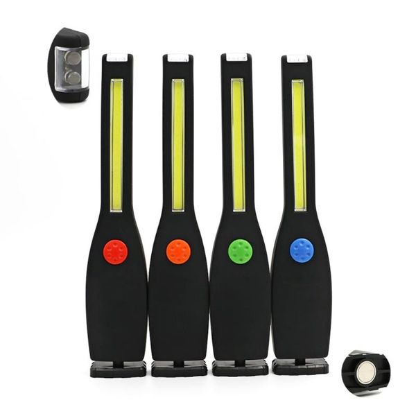 

battery powered lighting cob led 2 modes portable outdoor camping work light with magnetic spotlight lanterns
