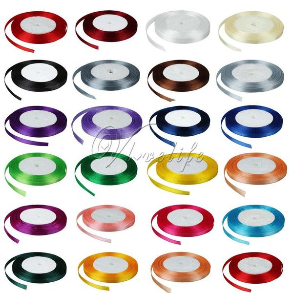 

party decoration 25 yards /roll 6mm satin ribbon diy bow craft gift wrap wedding xmas webbing crafts packing belt