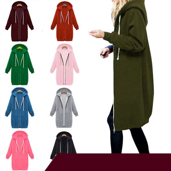 

women's trench coats leosxs suter feminino com capuz, de manga longa, zper, casual, liso, bolso, longo, outono inverno 7wq7, Tan;black