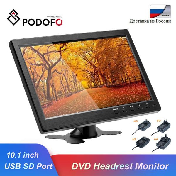 

car video podofo 10.1" headrest monitor hd digital tft lcd screen dvd player slim design uv coating hdmi vga av usb sd port