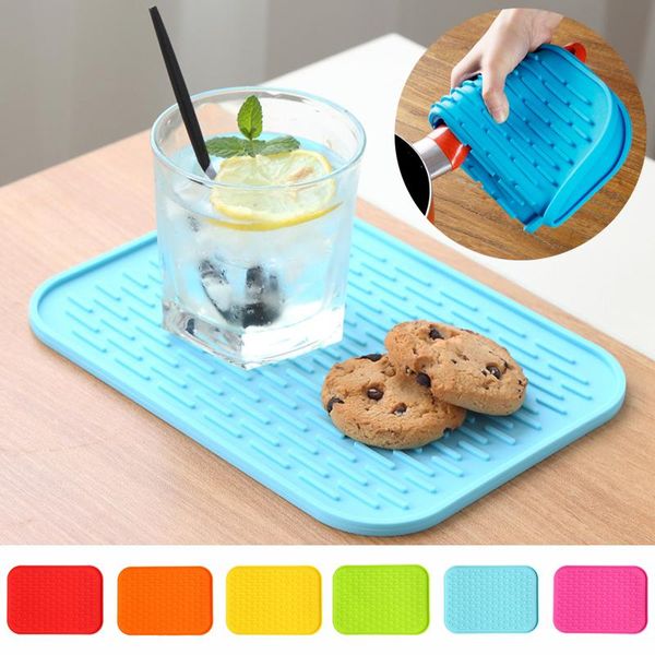 

mats & pads silicone dish drying mat color thickness heat resistant non-slip trivet pan pot holder tray cup coasters kitchen accessories