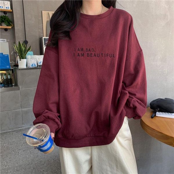 

women's hoodies & sweatshirts women oversized hoodie sweatshirt crewneck pullover autumn long sleeve clothes for casual loose streetwea, Black