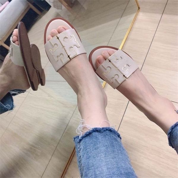 

official website 70% off outlet women's shoes wear new slippers, leather flat bottom sandals, women's fashion heel leisure beach o, Black