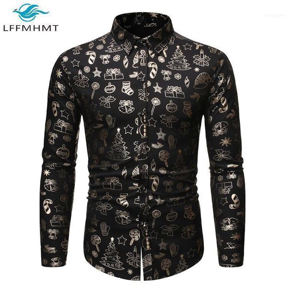 

men's casual shirts men autumn fashion golden plating long sleeve button up lapel shirt chinese style christmas slim fit bottoming male, White;black