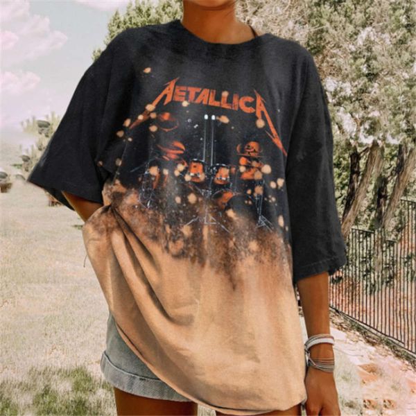 

2021 printed round neck short sleeve pullover t-shirt for women, Black;gray