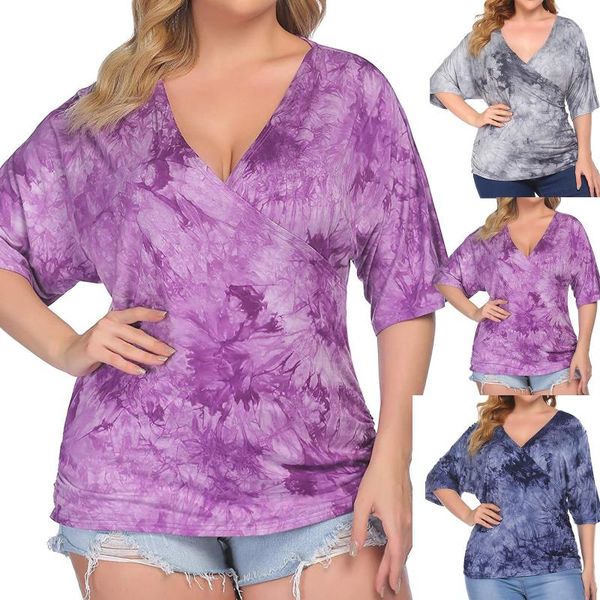 

women's blouses & shirts women summer fashion casual printed large size short sleeve v-neck pullover plus female tee blouse, White