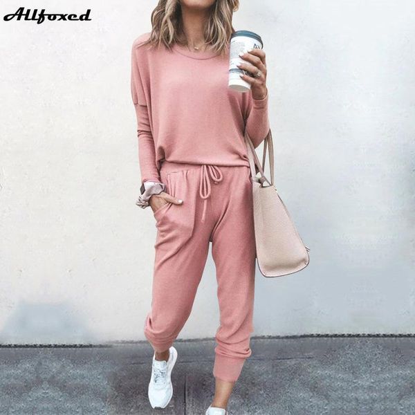 

women's hoodies & sweatshirts allfoxed 2 piece outfits oversized crewneck sweatshirt for women loose sweatsuits set soft long sleeve wo, Black