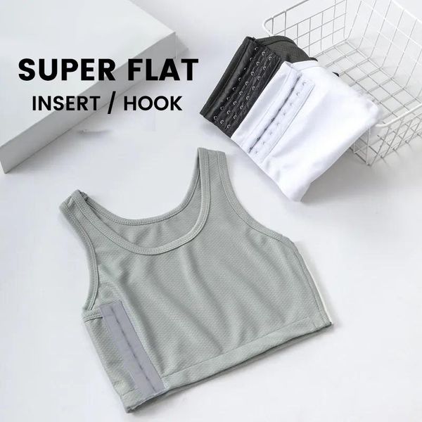 

women's shapers s-5x lles corset lesbian tomboy flat breast binder summer short vest seamless underwear plus size shaper bustier tank s, Black;white