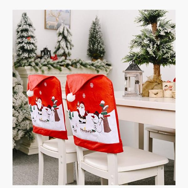 

christmas dinner table decoration restaurant chair cover year decor supplies back covers #30