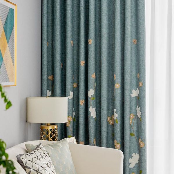 

curtain & drapes modern and simple chinese curtains for living room bedroom cotton linen embroidered blackout fashion decoration