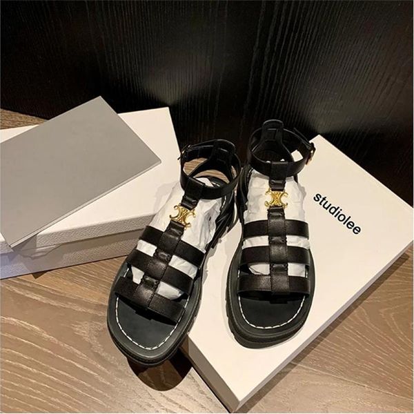

sandals ashige flat 2021 summer casual beach roman shoes women platform, Black