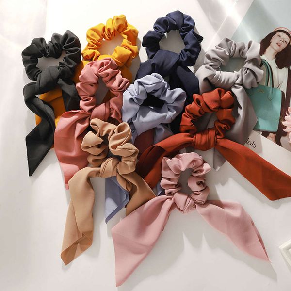 

hair bandsnet red ribbon large intestine loop french korean wide rope hair accessories, Pink