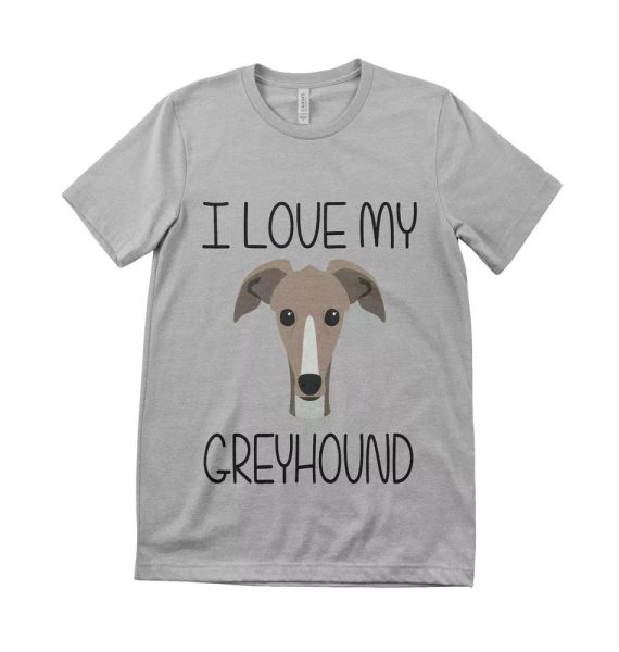 

i love my greyhound kids dog lover t shirt all sizes grey & white, White;black