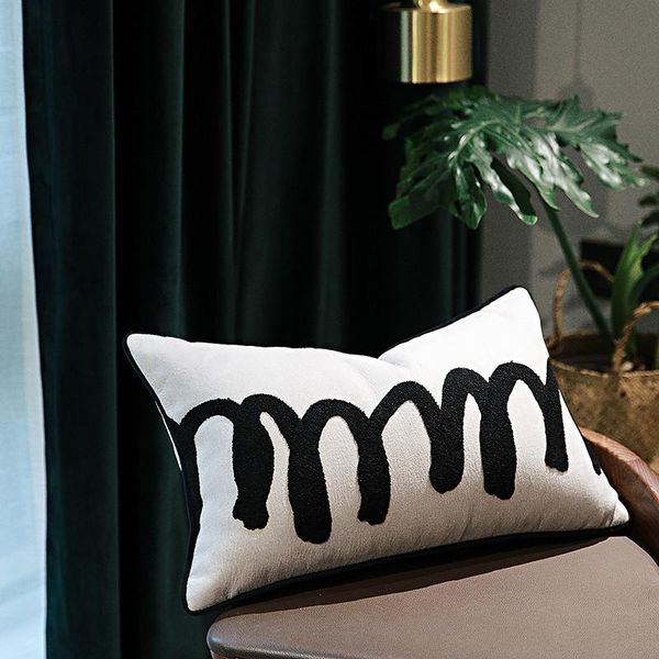 

home decor embroidery ripple pillow case cushion cover pillows cushions coussin black white cojines decorativos para sofa cushion/decorative