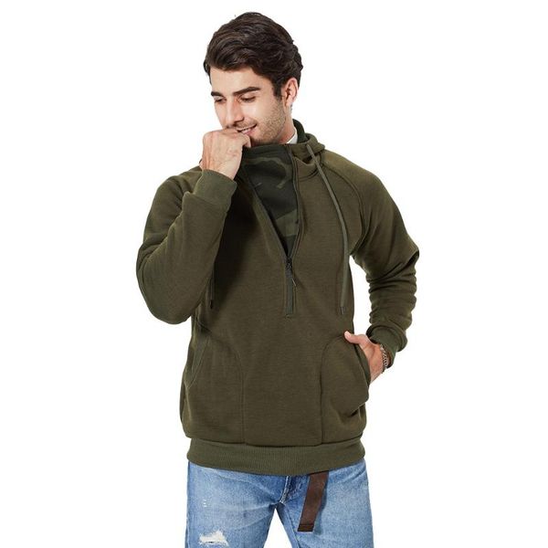 

men's hoodies & sweatshirts men camouflage contrast color hoodie zipper large pockets slim fit sweatshirt japanese streetwear harajuku, Black