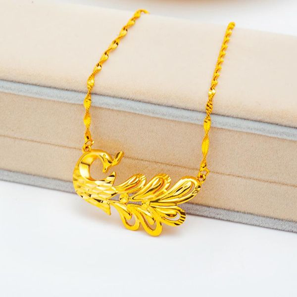 

chains classic 14k gold necklace for women bride wedding anniversary jewelry birthday gifts exquisite peacock chain necklaces female, Silver