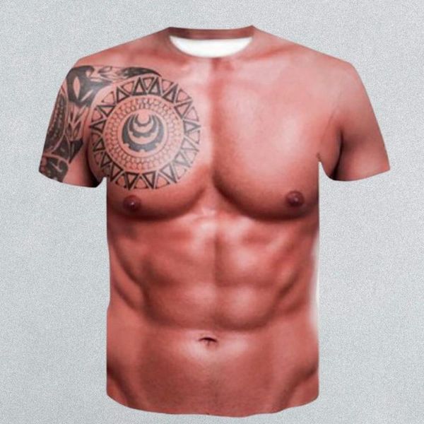 

men fashion summer o neck short sleeve t-shirt 3d muscle print streetwear men's t-shirts, White;black