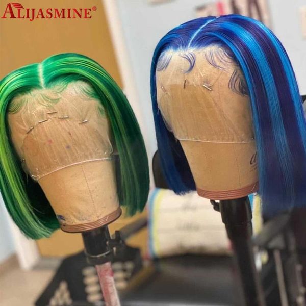 

lace wigs blonde pink highlight bob wig front human hair brazilian green blue colored for women preplucked, Black;brown