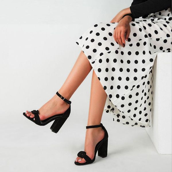 

ankle buckle strap sandals women shoes classic high heels open toe gladiator big size 36-43 ladies, Black