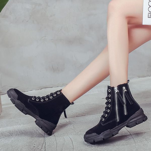 

white black winter boots lace-up zip ankle for women shoes woman flock sneakers snow thick bottom botas mujer