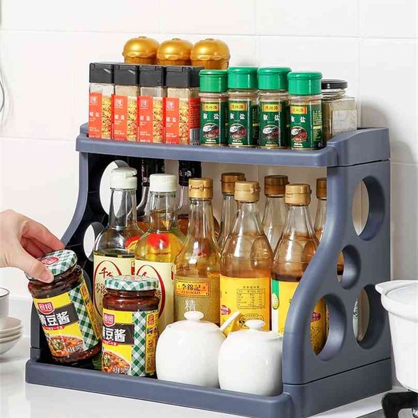 Cozinha Spice Organizer Rack multi-função girando armazenamento de armazenamento Cabo de gabinete 210902