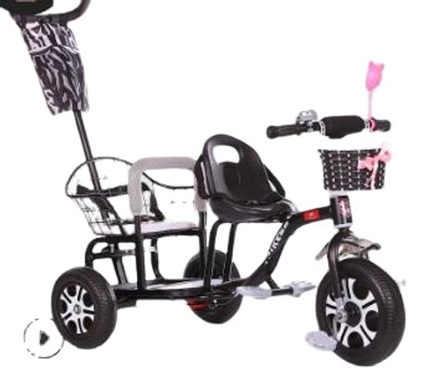 Baby Twin Dreirad Kinderwagen 3 Räder Doppel Kinderwagen für Kinder Zwillinge Leitplanke Sitz Baby Kleinkind Fahrrad Auto Dreirad Kind Kinderwagen