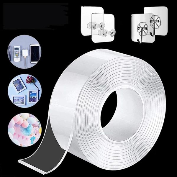 

link, chain 1/2/3/5m nano band doppelseitiges klebeband transparent keine spur wiederverwendbare wasserdicht kleber abreinigbare h, Black