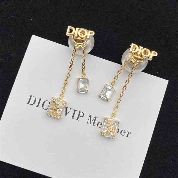 

75% off outlet online family's new letter tassel pearl earrings, Silver