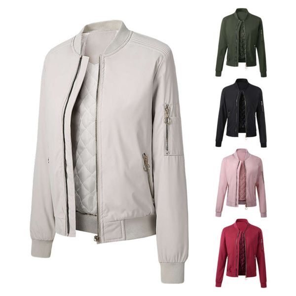 

autumn and winter style women's baseball suit flight jacket women's thickened loose stand collar zipper cotton women, Black;brown