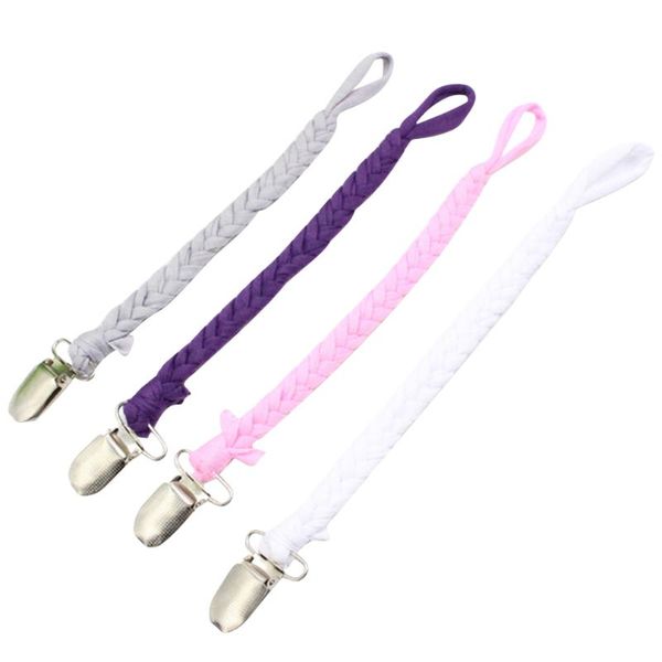 

4pcs baby pacifier clips chain dummy clip holder braided nipple soother for infant feeding stainless steel pacifiers#