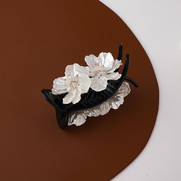 

hair clips & barrettes acrylic crystal pearl flower catch medium hairpin net red 2021 south korean temperament simple accessories, Golden;silver