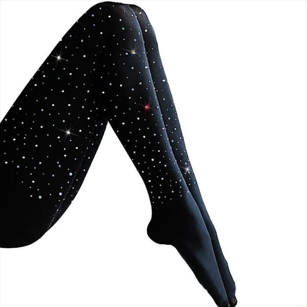 

autumn winter fashion mesh women capris drilling solid color skinny casual club party romper long socks, Black;white