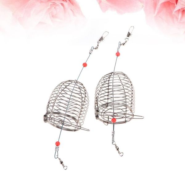 

6cm stainless steel fishing bait cage lure trap basket feeder holder tackle - size (red) accessories