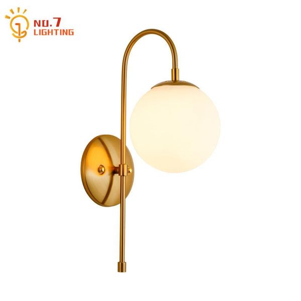 

wall lamp nordic postmodern luxury gold lustre led e27 iron art glass mounted living room bedroom aisle background cafe bar