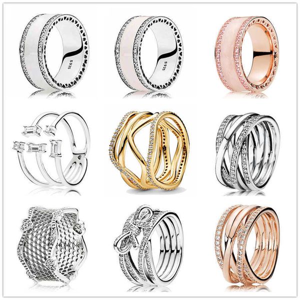 925 Стерлинговые серебряные кольца нежные настроения ленты скручивающие кольца для женщин свадьба партия мода ювелирные изделия X0715