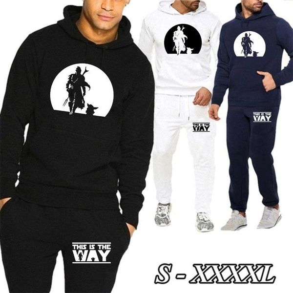 

men's tracksuits men hooded sweatshirts printed sweatshirt long sleeve pullover hoodie + pants two-piece suits mens tracksuit sport, Gray