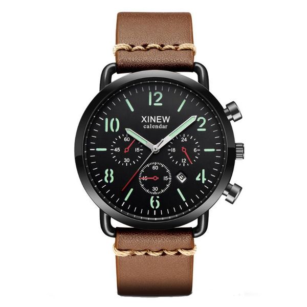 

wristwatches fashion sport men's leather strap quartz digital watch for men waterproof bluetooth reloj, Slivery;brown
