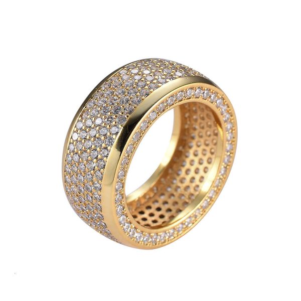 

hip hop zircon micro inlaid ring men's ring{category}, Golden;silver