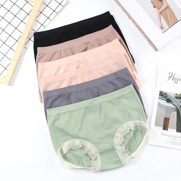 

women's panties ladies briefs underwears lingerie graphene crotch breathable buttocks mid-waist lace 2021 wew, Black;pink