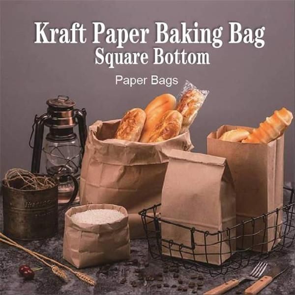 

kraft paper baking bag square bottom brown for k888 gift wrap