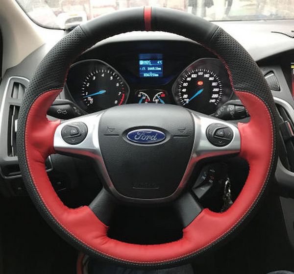 Für Ford Focus Mondeo Edge Kuga DIY individuelle Leder-Wildleder-Lenkradabdeckung Autoteile