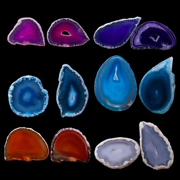 

natural agate geode polished irregular crystal slice stone diy pendant mineral home decoration decorative objects & figurines