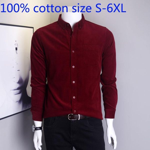 

men's casual shirts arrival fashion autumn corduroy men long sleeve youth pure cotton warm plus size s-5xl 6xl, White;black