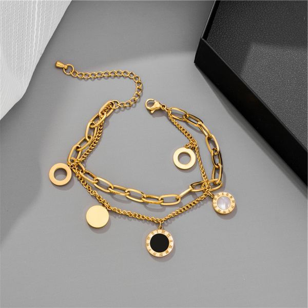 

luxury famous brand jewelry rose gold stainless steel roman numerals bracelets & bangles female charm popular bracelet for women, Golden;silver