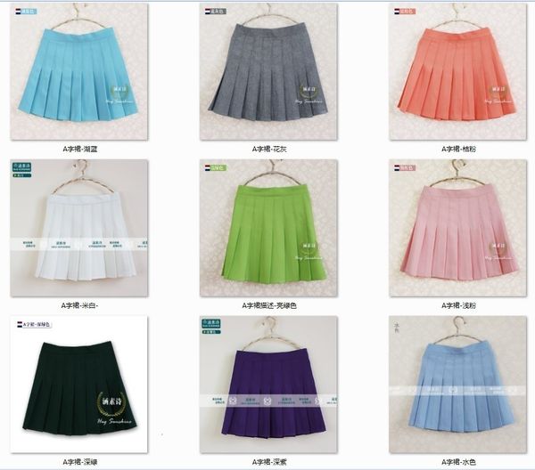 

skirts slim a-line half pleated tennis college korean short high waist skirt, Black