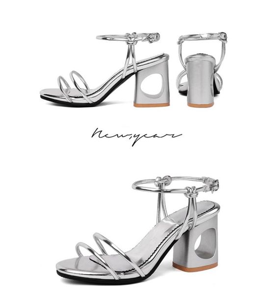 

women shoes high heels 7cm sandals open toed square ankle strap girl summer dress s size 32-45 c5-7, Black