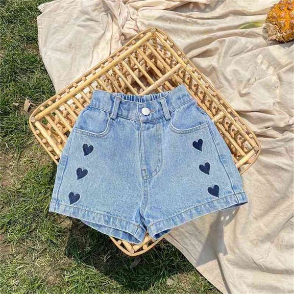 

summer arrival girls fashion heart shorts kids denim girl 210528, Black