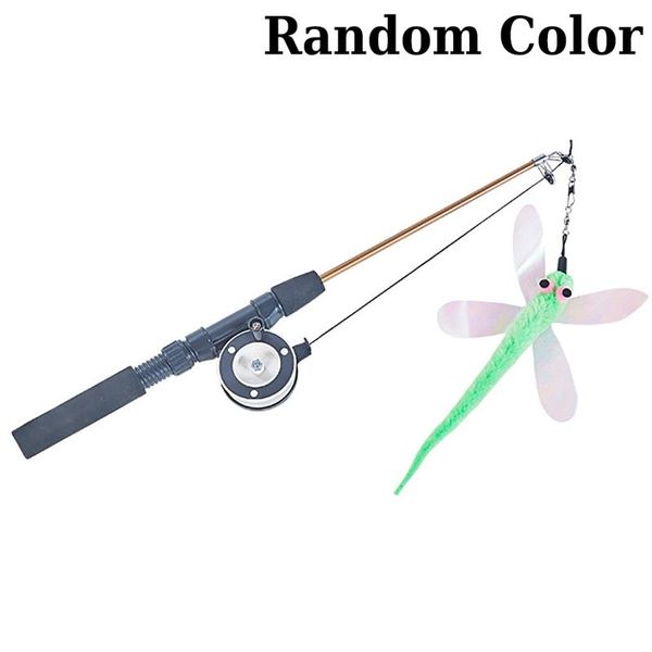 

pet interactive teaser feather toys cat long rod wand fishing pole stick for kitty