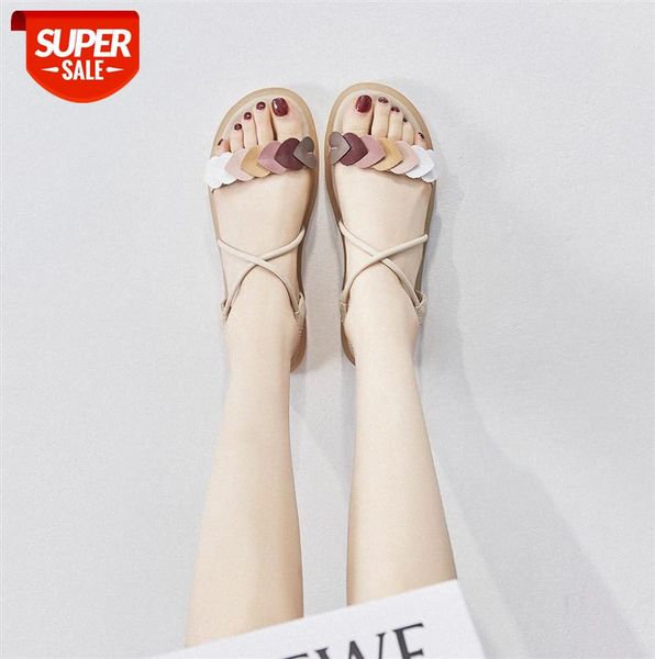 

zhr sandals women's shoes flat bottom wear all-match breathable trend student ins #bd0y, Black